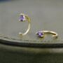 Amethyst Purple Cz Droplet Huggie Hoop Earrings Two, thumbnail 7 of 11