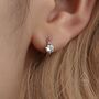 Sterling Silver Tiny Cz Solitaire Huggie Hoop, thumbnail 2 of 10