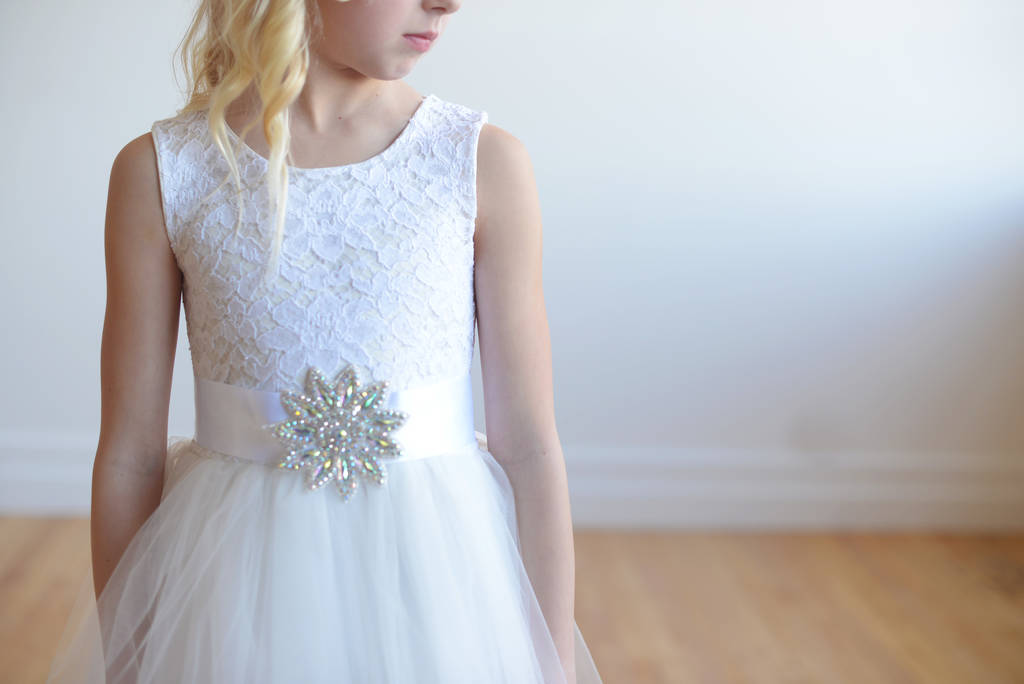 Ivory Or White Lace Flower Girl Dress, 1 of 6