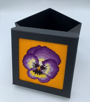 Pansy Stitch Your Own Box Tapestry Kit, 3 of 7