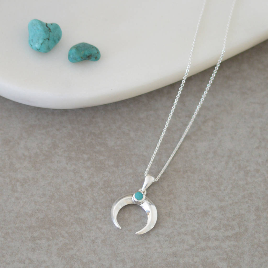 Silver And Turquoise Horn Necklace By TigerLily Jewellery ...