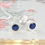 Blue Sapphire September Birthstone Silver Earrings, thumbnail 1 of 4