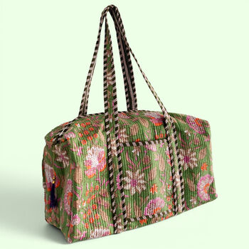 Weekend Duffle Bag | Green Block Print Floral, 7 of 8