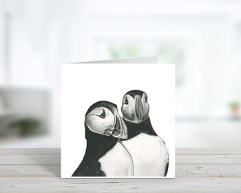 Gemini The Puffins Luxury Blank Greeting Card, 2 of 3