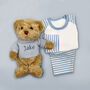 Personalised Bertie Bear With Baby Pyjamas, Blue, thumbnail 1 of 4