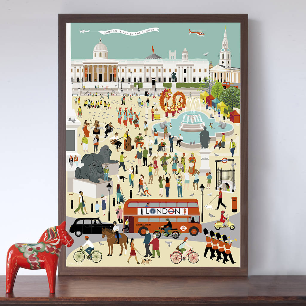 Out And About In London Square Art Print By Singh |