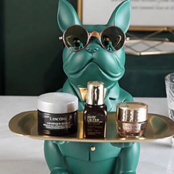Teal And Gold French Bulldog Tray, 2 of 2