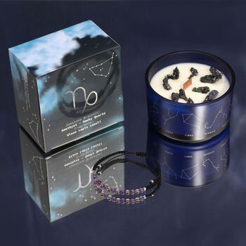 Capricorn Zodiac Crystal Candle And Gemstone Bracelet Gift Set, 2 of 6