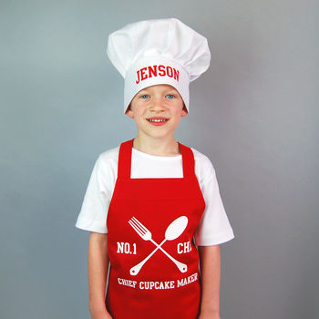 Personalised Children's Apron And Chef Hat Set, 2 of 7