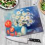 Sunlit Daisies In Blue Textured Glass Chopping Board, thumbnail 3 of 8