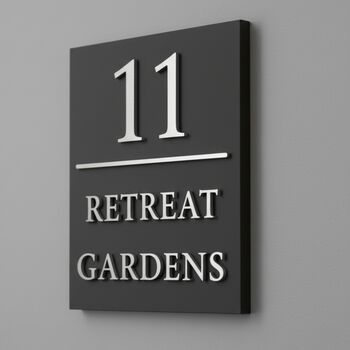 Large Portrait Matte Black House Sign With Raised Lettering, 5 of 8