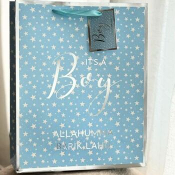 Baby Boy Gift Bag Blue And Silver, 3 of 4