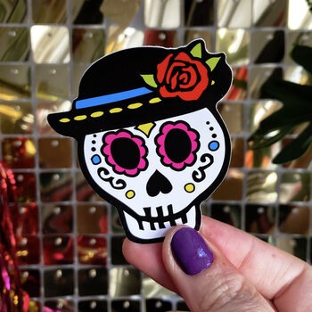 Four Sugar Skull Day Of The Dead Vinyl Stickers, 8 of 8