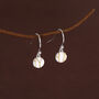 Sterling Silver Tiny Kintsugi Disk Drop Earrings, thumbnail 2 of 11