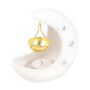 White Crescent Moon Oil Burner With Gold Dish, thumbnail 2 of 3