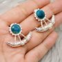 Blue Apatite Pearl Silver Earrings, thumbnail 6 of 7