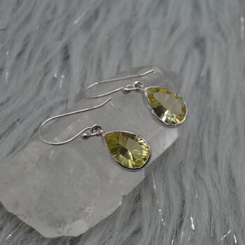 Lemon Quartz Earrings: Teardrop, Sterling Silver Dangle, 5 of 6