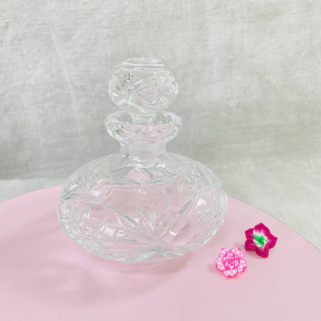 Vintage Decorative Crystal Cut Glass Perfume Bottle ~ 34, 1 of 7