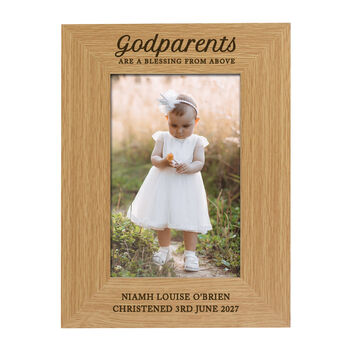 Personalised Wooden Photo Frame For Godparents, 4 of 4