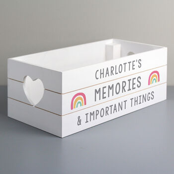 Personalised New Baby Rainbow White Wooden Crate, 4 of 4