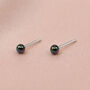 Sterling Silver Black Peacock Freshwater Pearl Micro Stud Earrings, thumbnail 1 of 6