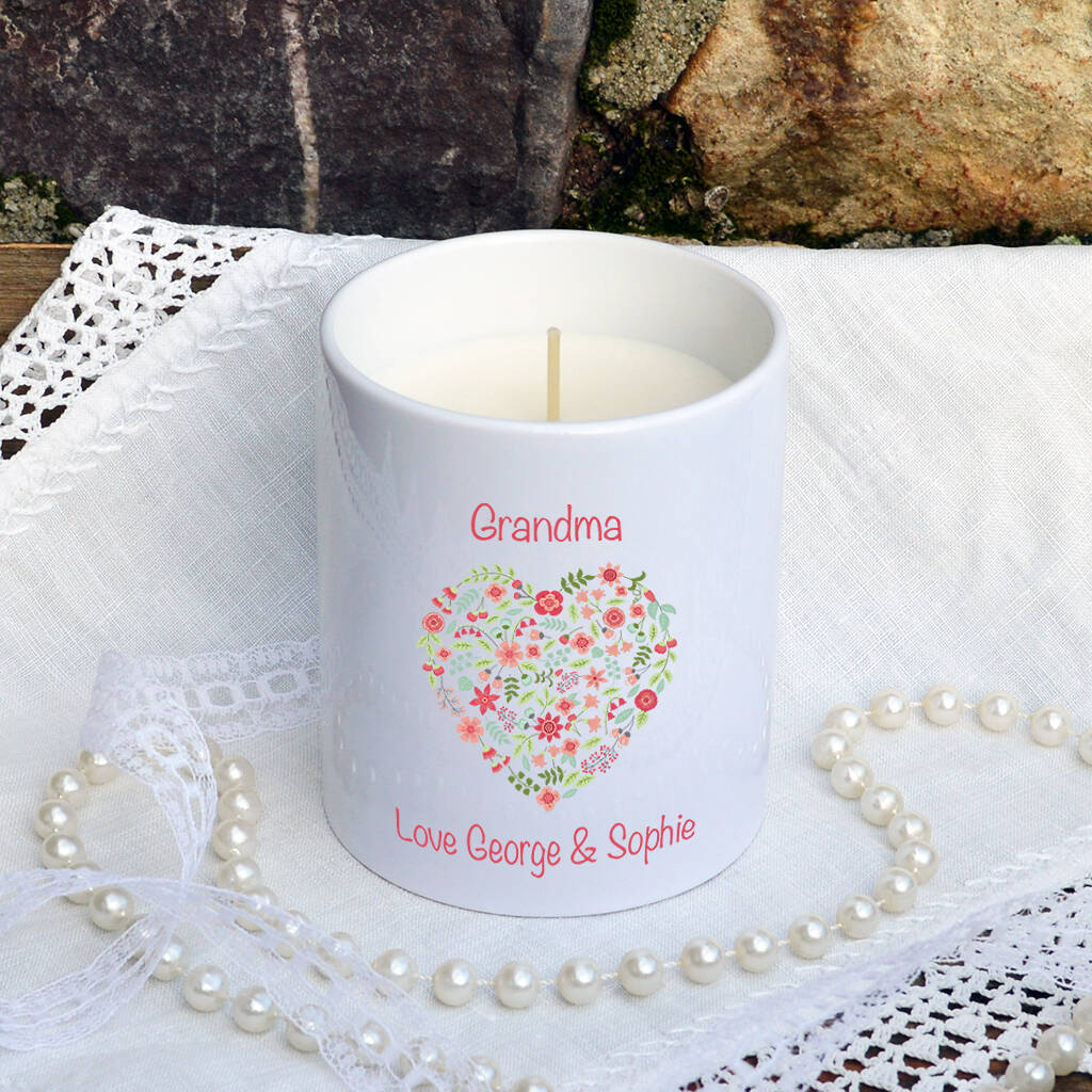 Personalised Grandma Heart Candle Pot By Andrea Fays