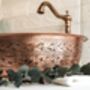 Engraved Matte Copper Vessel Sink With Drain Cap, 400 Mm Diameter, thumbnail 8 of 8
