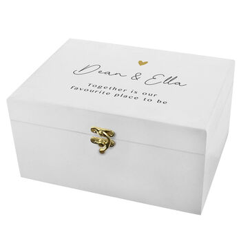Personalised Gold Heart White Memory Box, 5 of 5
