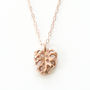 9ct Rose Gold Monstera Palm Leaf Charm Necklace, thumbnail 5 of 5