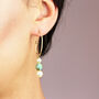 Pearl And Turquoise Bead Stacked Oval Hoop Earrings, thumbnail 4 of 7