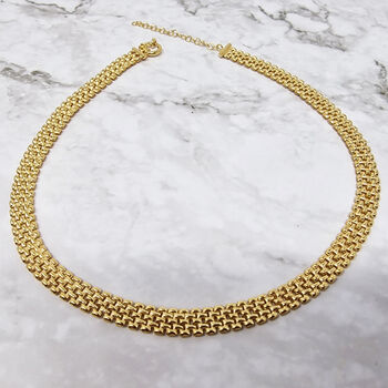 18k Gold Vermeil Plated Woven Necklace, 5 of 7