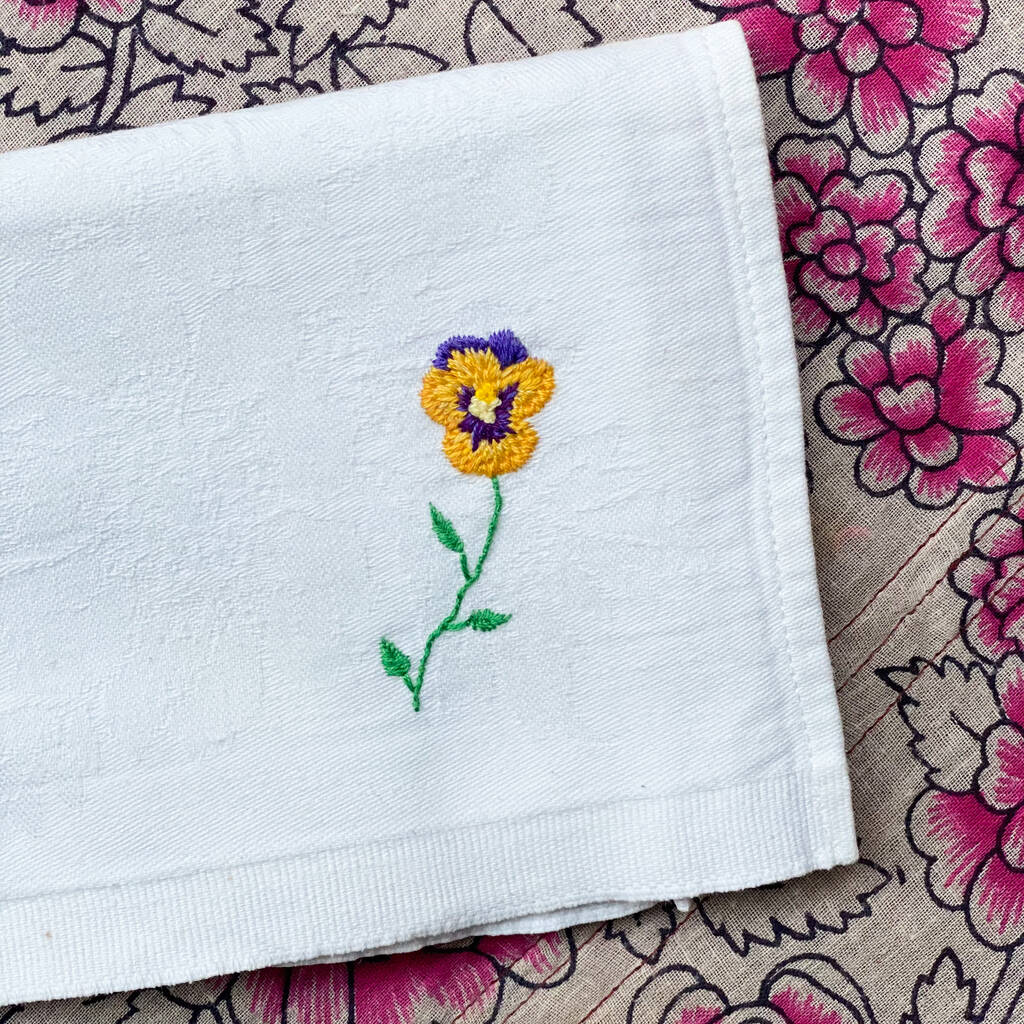 Bespoke Hand Embroidered Linen Napkin By Lottie Mayland Embroidery ...
