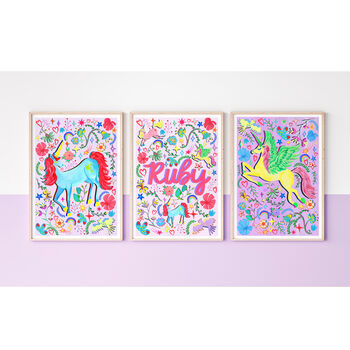 Lilac Unicorn Name Print Set, 2 of 12