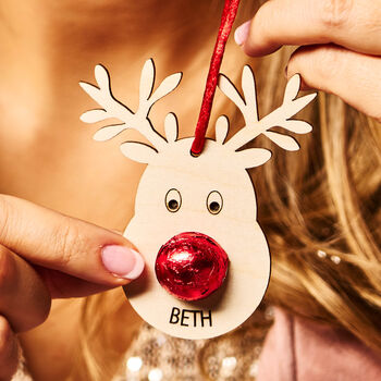 Reindeer Decoration And Bag Of Chocolate Noses, 4 of 6