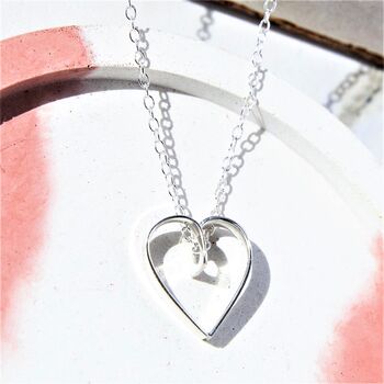 Sterling Silver Heart Frame Drop Earrings, 8 of 9