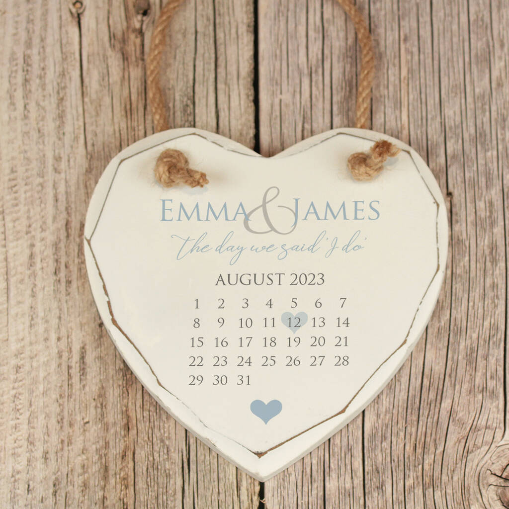 Calendar Special Date Occasion Hanging Heart Decoration By Love Lumi Ltd