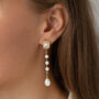 Square Crystal And Pearl Tier Drop Long Earrings, thumbnail 2 of 3