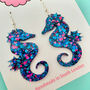 Large Seahorse Glitter Resin Earrings, thumbnail 3 of 4