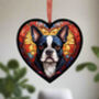 Boston Terrier Stained Glass Effect Heart Suncatcher, thumbnail 2 of 6