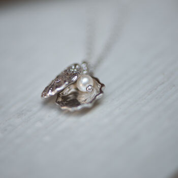Gaia 18ct Gold Vermeil Oyster Shell And Pearl Necklace, 3 of 9