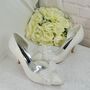 Ivory Shimmer D'orsay Wedding Heels With Bow, thumbnail 7 of 7