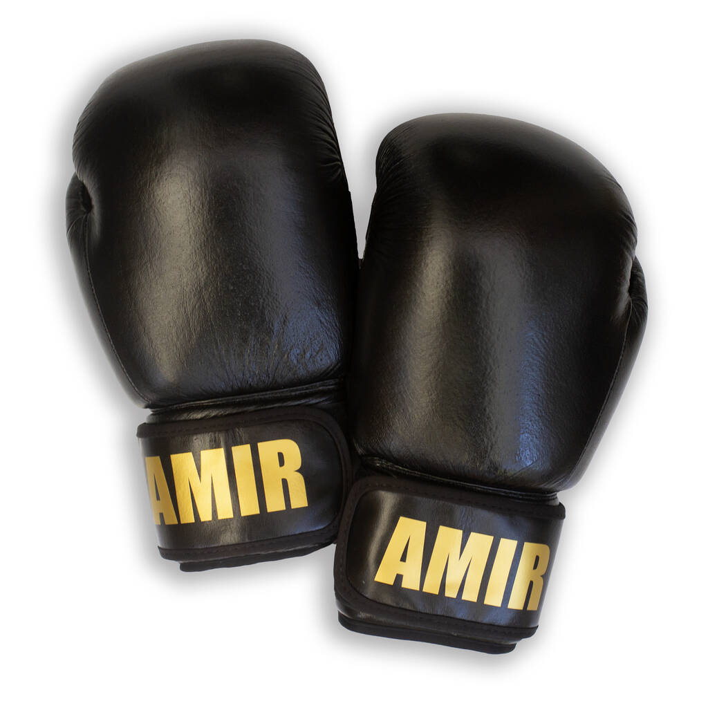 Personalised Full Leather Boxing Gloves Black, 1 of 5