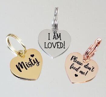 Tiny 20mm Cat ID Tags, Heart Or Round, 3 of 7