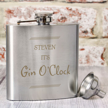 Personalised Classic Engraved Stainless Steel Hip Flask, 2 of 8
