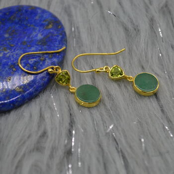 Peridot Jade Earrings: Gold Or Silver, Dangle Drop, 3 of 10