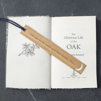 Personalised Gift Oak Bookmark Sun, Stars And The Moon, 4 of 8