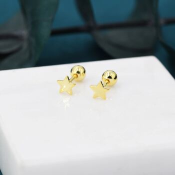 Tiny Star Screw Back Earrings In Sterling Silver, 5 of 12