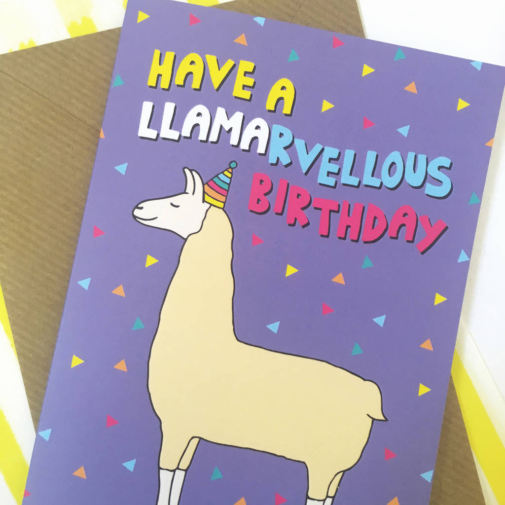 llama birthday card by ladykerry illustrated gifts notonthehighstreetcom