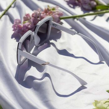 Front Lens Chunky Square Angled Sunglasses In White, 2 of 4