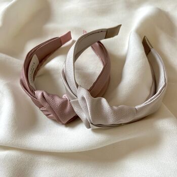 Satin Knotted Headband Pink Or Taupe, 2 of 6